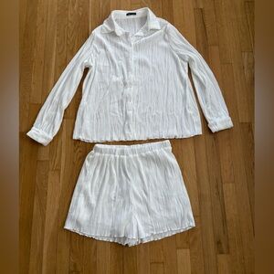 White Textured Bridal Pajamas